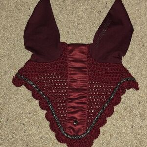 Burgundy Crochet Horse Ear Bonnet